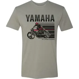 Np21s-m1968-s Yamaha Cycle T-shirt - Stone Gray/red Small