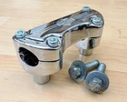 Harley Chrome & Shield 1 Handlebar Clamp 2 Risers Sportster Dyna Softail Used. Price: $160.10.