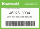 Kawasaki Genuine Lever-assy-grip,clutch&starter 46076-0034 New. Price: $62.09.