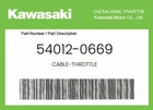 Kawasaki Genuine Cable-throttle 54012-0669 New. Price: $49.69.