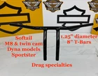 90-25 Harley Dyna Softail Sportster 8" Drag T-bars 1.25" Handlebars Black M8 Used. Price: $99.94.